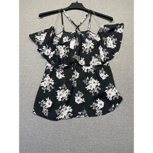 Women's maurices Black & White Floral blouse Size M